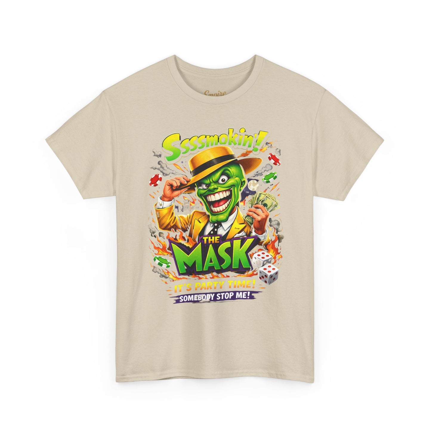 The Mask Graphic Tee — 'Ssssmokin!' Retro Movie Design