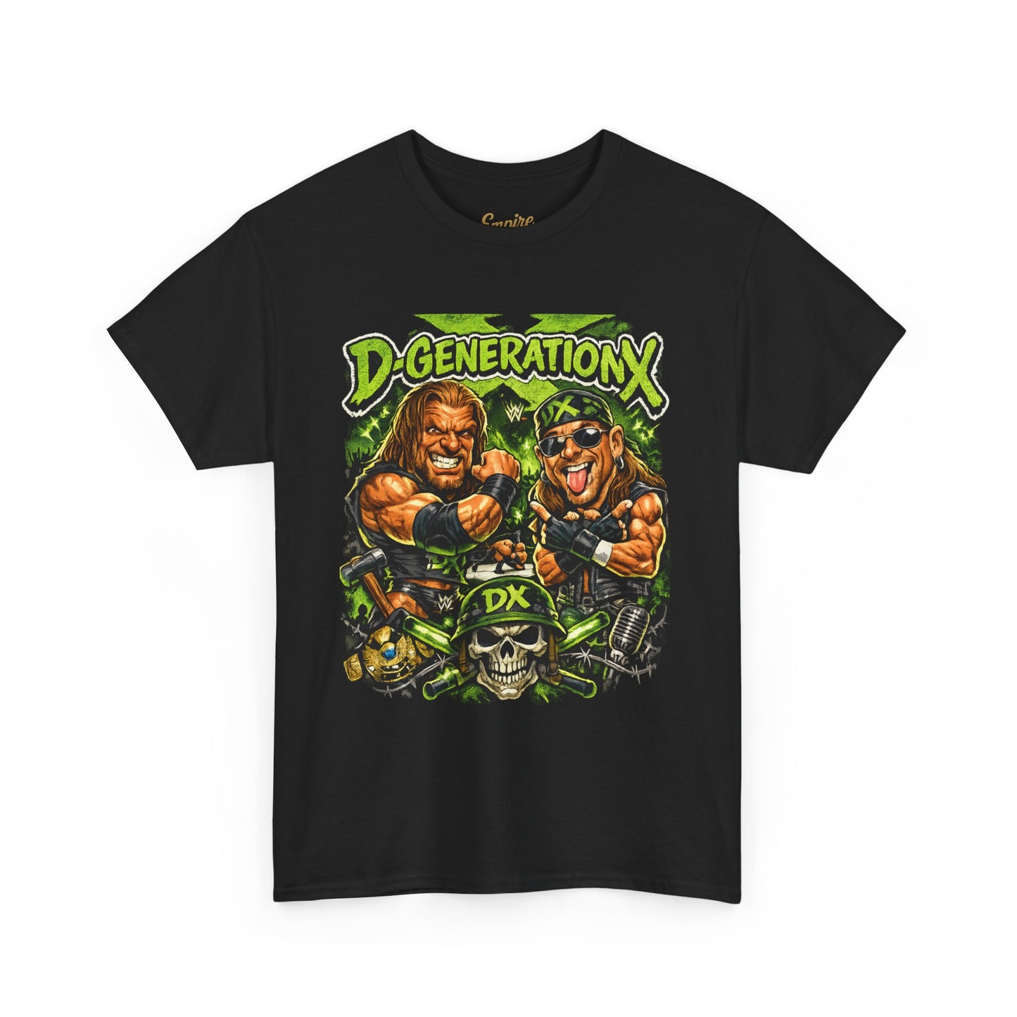 D-Generation X Retro Wrestling Tee — DX Skull & Heroes Graphic T-Shirt