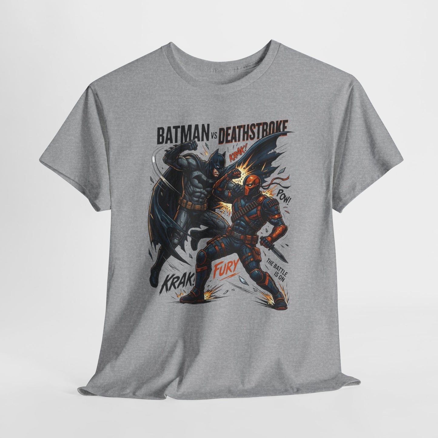 Batman vs Deathstroke Graphic Tee — Vintage Comic Fight Design
