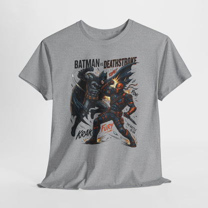 Batman vs Deathstroke Graphic Tee — Vintage Comic Fight Design