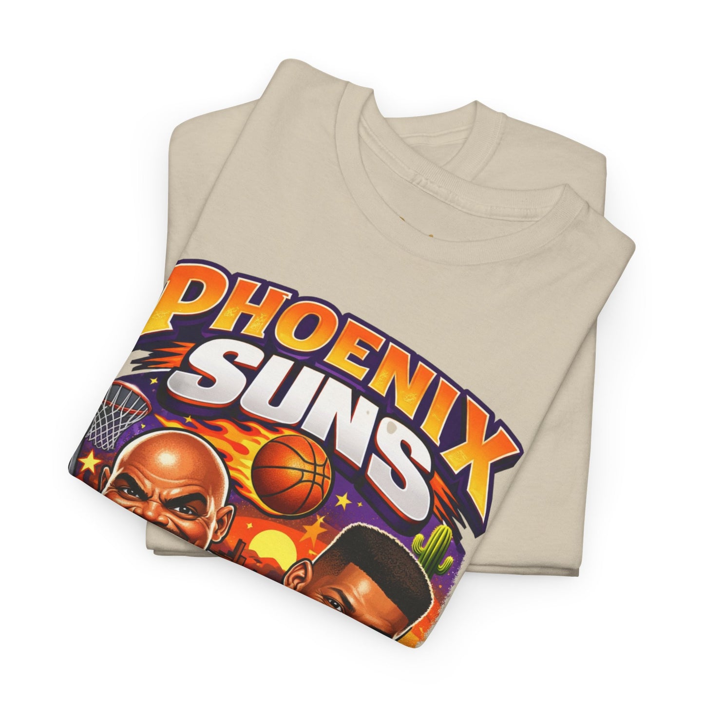 Phoenix Suns Barkley & K.J. Graphic Tee — Retro Basketball Cartoon Shirt