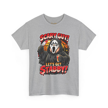 Scary Guy "Let's Get Stabby" Halloween Tee — Scream Mask Horror Movie T-Shirt