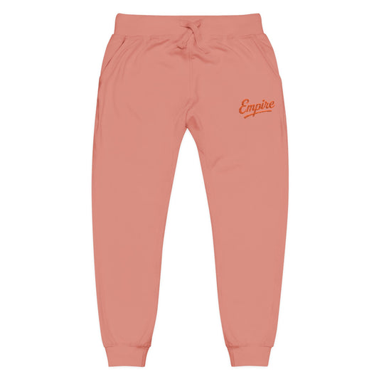Empire Signature Embroidered Sweatpants — Minimal Fleece with Orange 'Empire' Logo