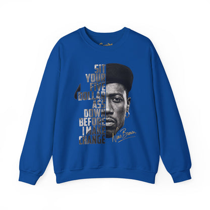 Nino Brown Crewneck Sweatshirt — "Sit Your Five Dollar Ass Down Before I Make Change" Portrait