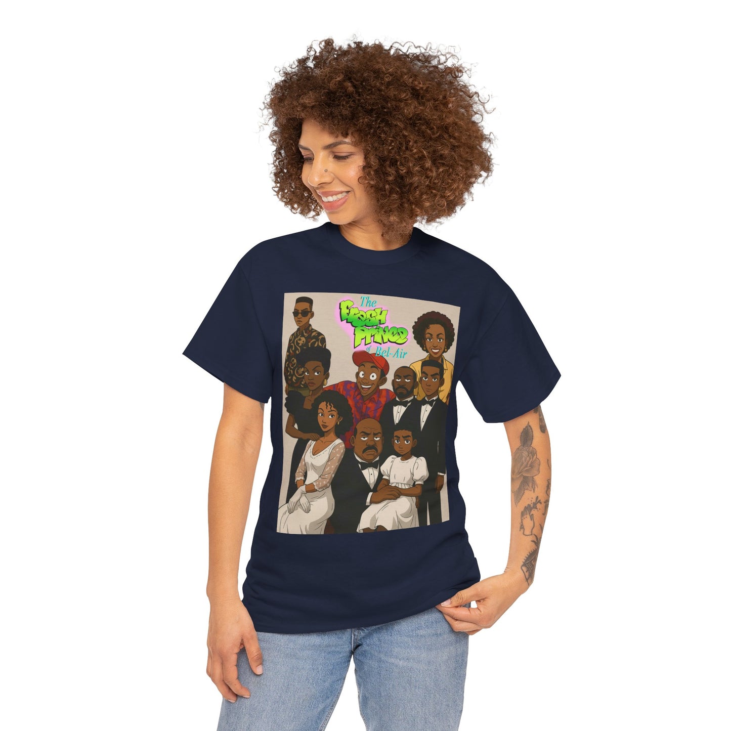The Fresh Prince Unisex Heavy Cotton Tee - Nostalgic Cartoon Graphic Shirt