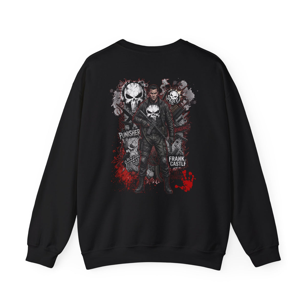 Punisher Graphic Crewneck Sweatshirt — Frank Castle Skull Design