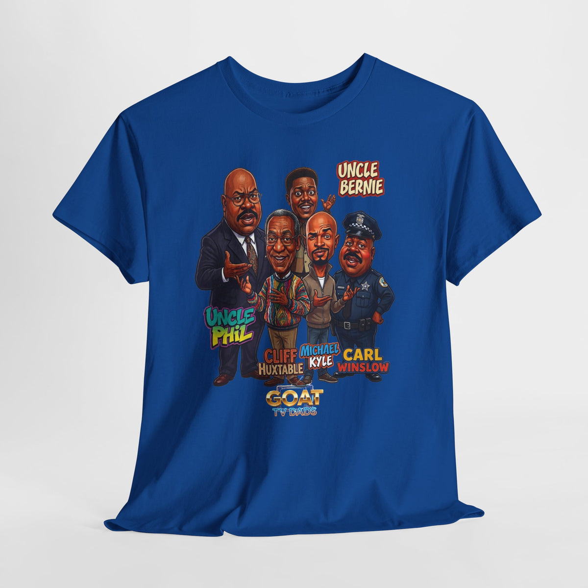 Retro TV Comedy Dads Caricature T‑Shirt — 'GOAT' Character Tee