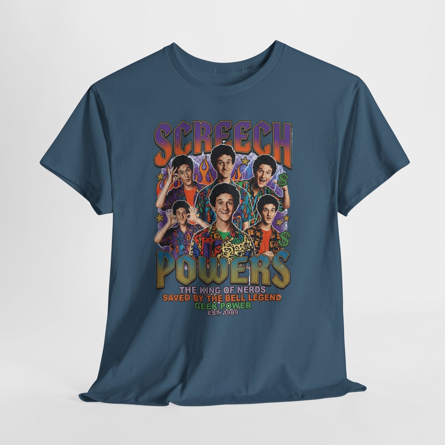 Screech Powers Retro Cast Portrait Tee — Vintage TV Show Graphic T‑Shirt