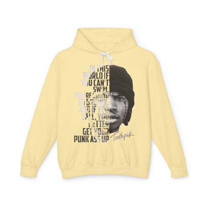 Toothpick Graphic Hoodie — 'In This World If You Can't Swim' Portrait Hoodie