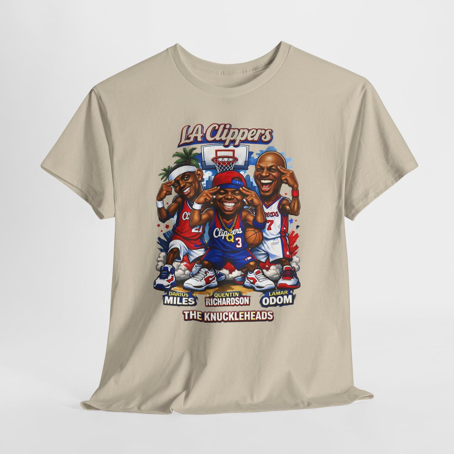 LA Clippers Cartoon Roster Tee — "The Knuckleheads" Team Graphic T-Shirt