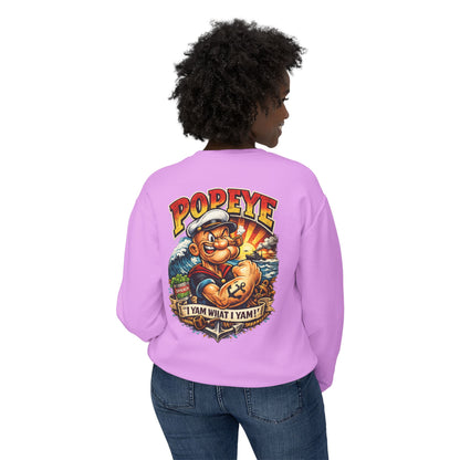 Popeye Graphic Crewneck Sweatshirt — "I Yam What I Yam" Vintage Sailor Tee