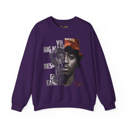 DJ Gee Q - Respect Is Earned Crewneck Sweatshirt – Motivational Hip-Hop Portrait Design