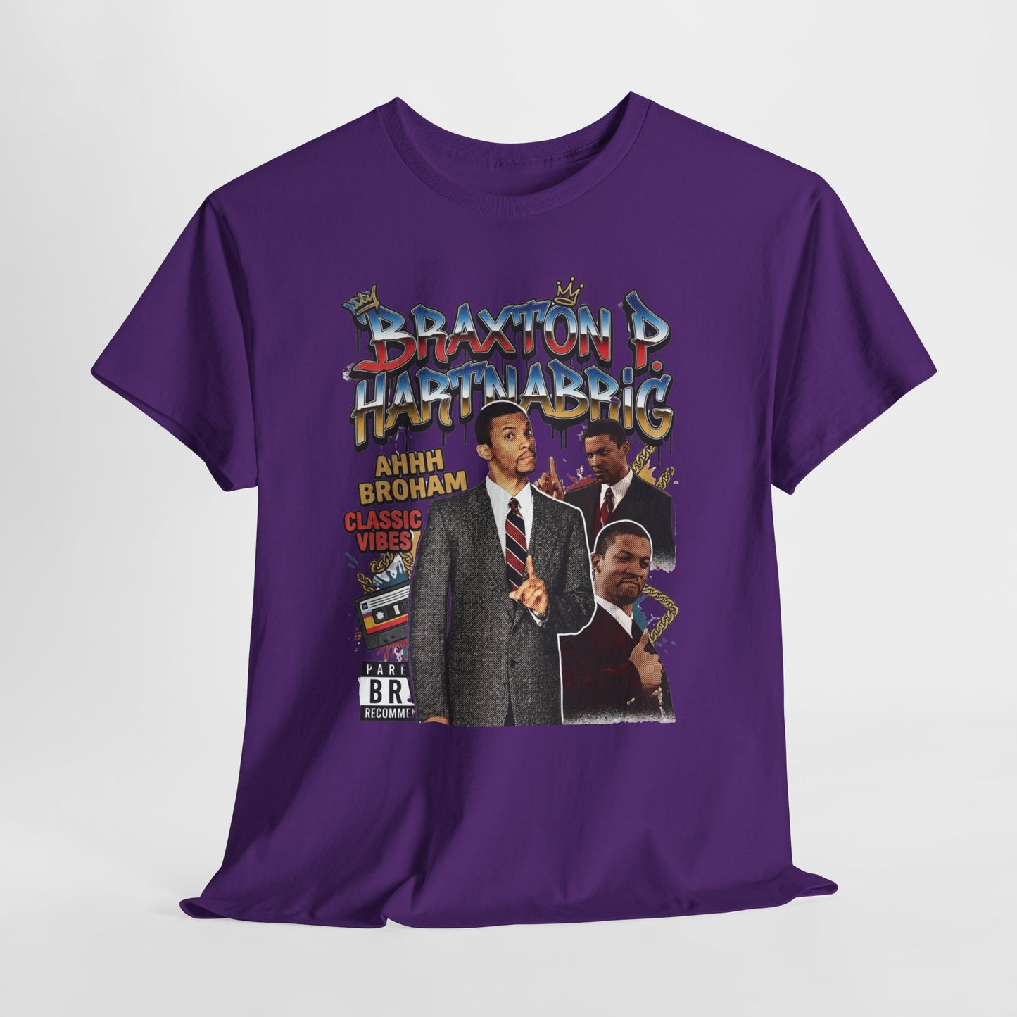 Vintage Braxton P. Hartnabrig Graphic Tee — Retro Collage T-Shirt