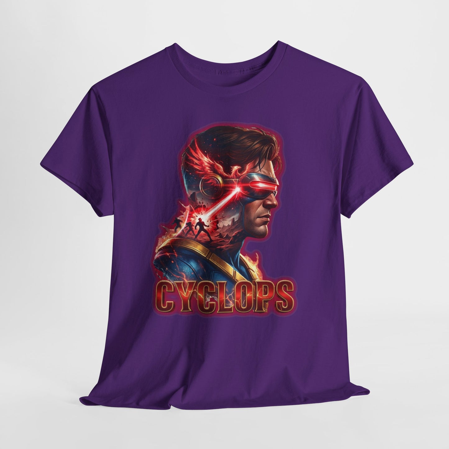 Cyclops Superhero Graphic Tee — Retro Comic Profile Design