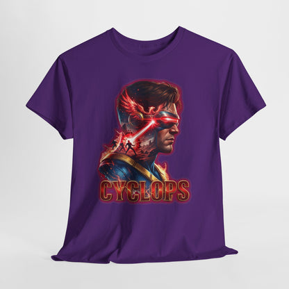 Cyclops Superhero Graphic Tee — Retro Comic Profile Design