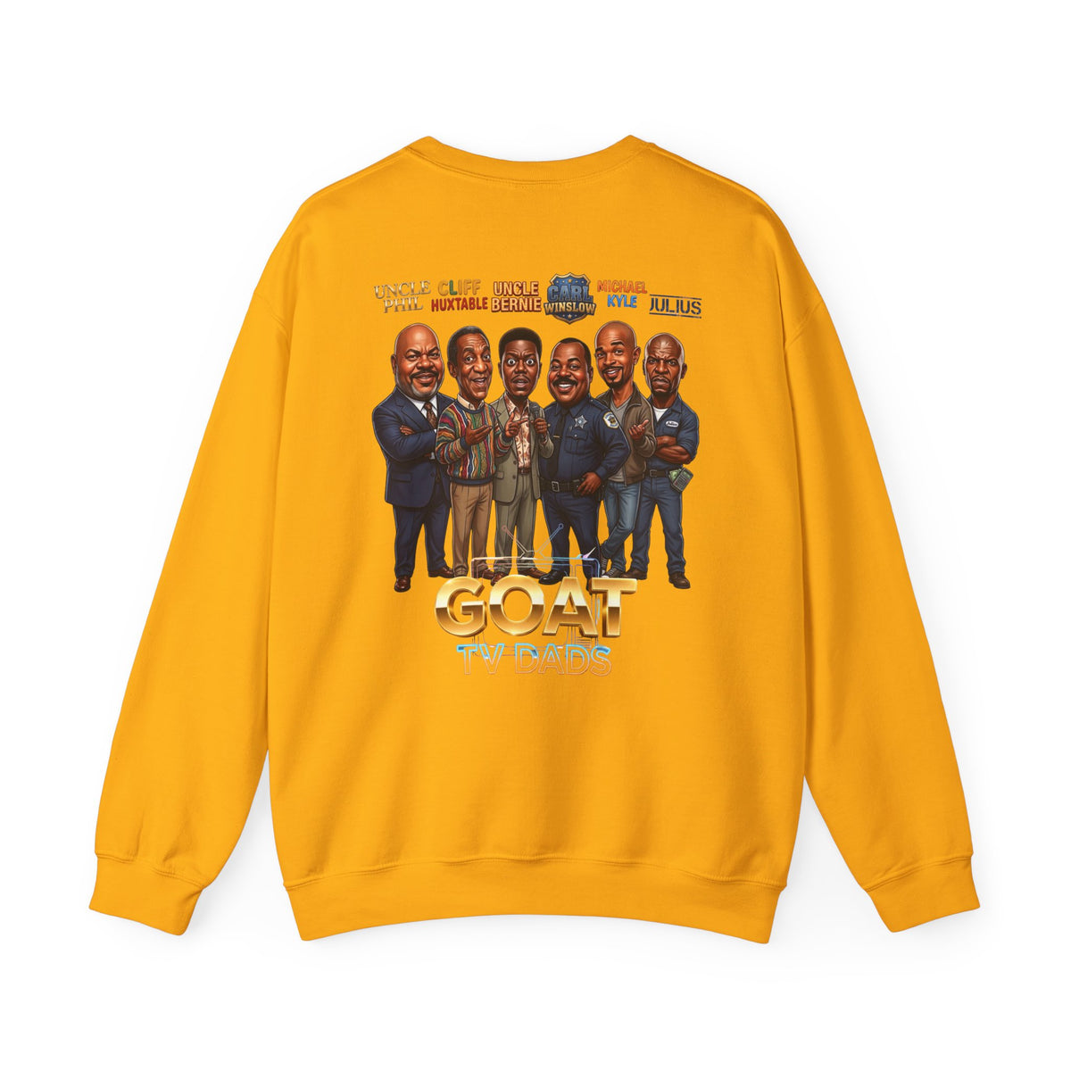 Crewneck Sweatshirt — 'GOAT' Icon Caricature Tribute Backprint
