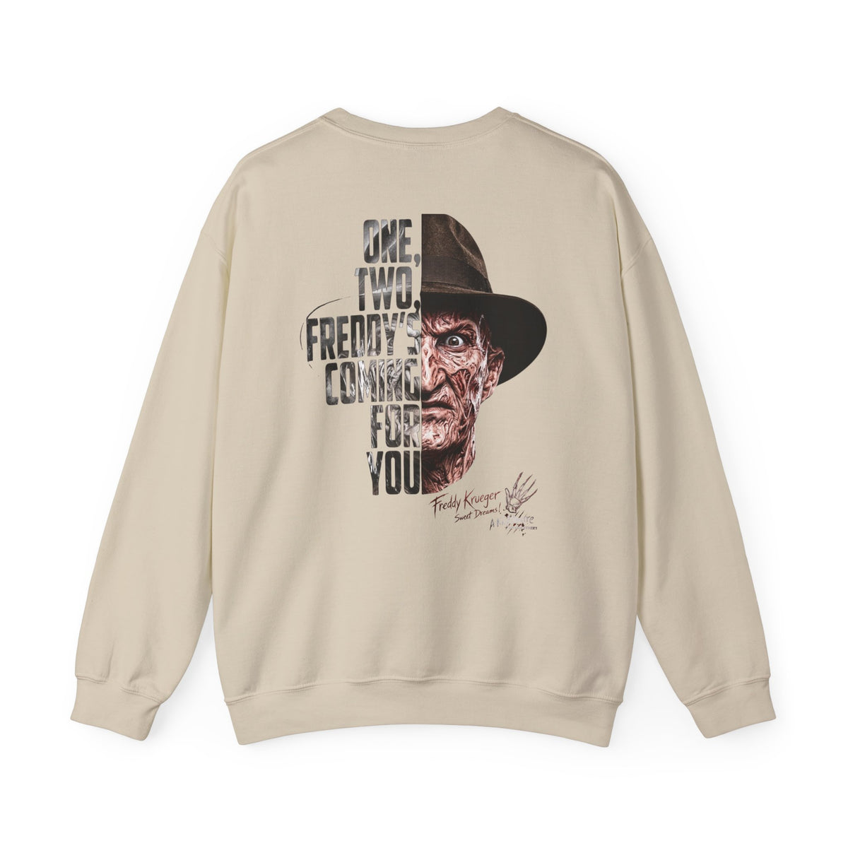 Freddy Krueger Crewneck Sweatshirt – "One, Two... Freddy's Coming For You" Horror Pullover