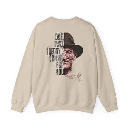 Freddy Krueger Crewneck Sweatshirt – "One, Two... Freddy's Coming For You" Horror Pullover