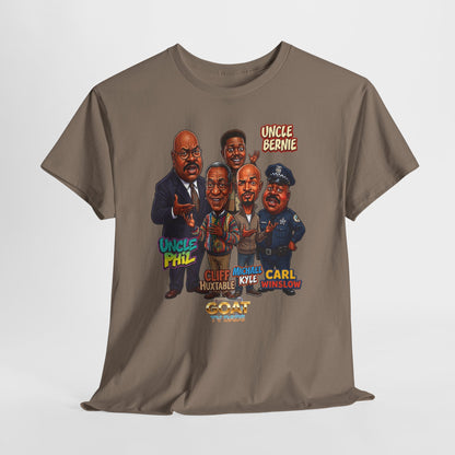 Retro TV Comedy Dads Caricature T‑Shirt — 'GOAT' Character Tee