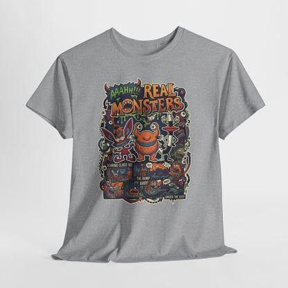 Retro 'Real Monsters' Graphic Tee — Vintage Cartoon Monster Illustration Shirt