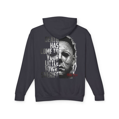 Horror Hoodie — 'Death Has Come to Your Little Town Sheriff' Michael Myers Pullover