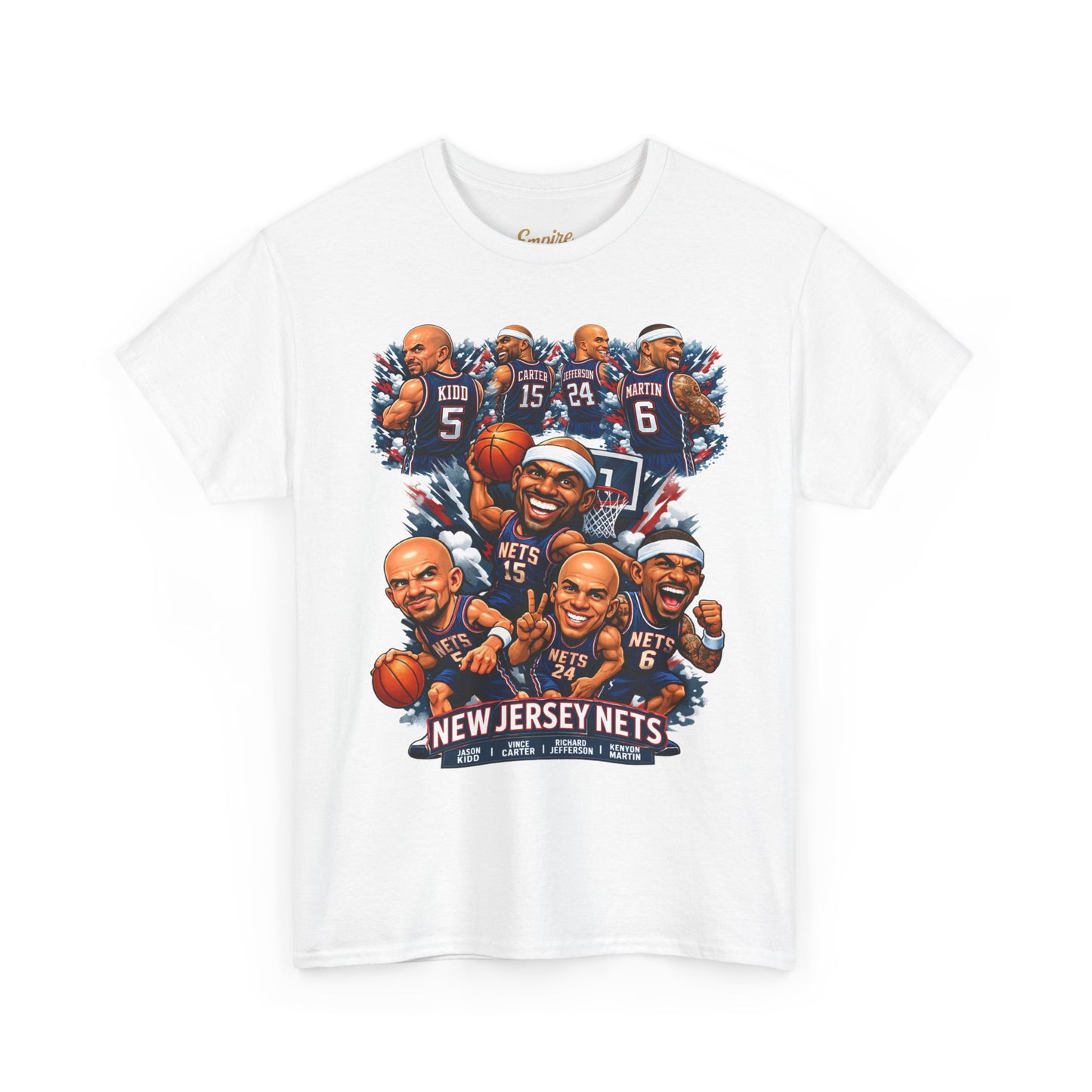 New Jersey Nets Vintage Team Collage T-Shirt — Classic NBA Legends Fan Tee