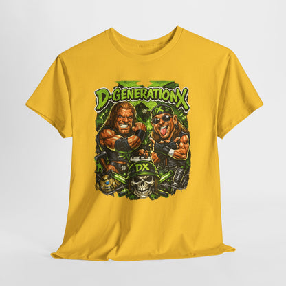 D-Generation X Retro Wrestling Tee — DX Skull & Heroes Graphic T-Shirt
