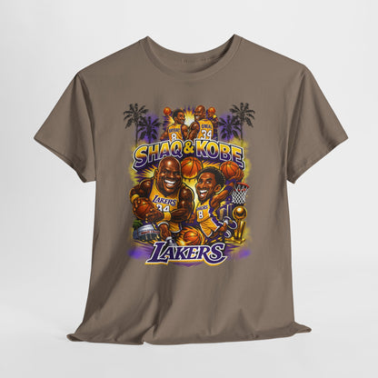 Kobe & Shaq Lakers Tee, Unisex Heavy Cotton T-Shirt, Basketball Fan Apparel, Sports Gift, Retro Basketball Graphic