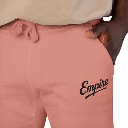 Empire Signature Embroidered Sweatpants — Minimal Fleece with Black 'Empire' Logo