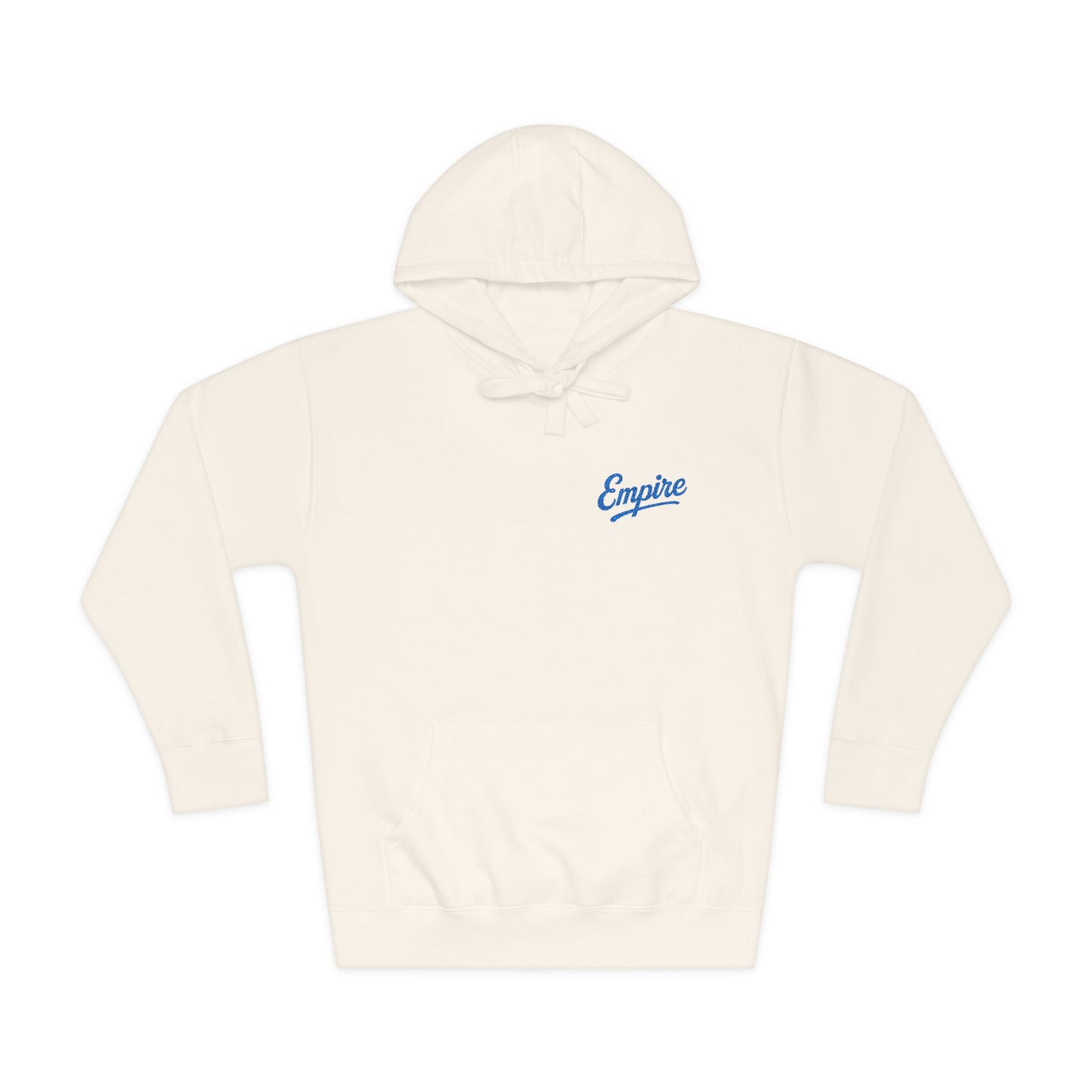 Empire Signature Embroidered Hoodie — Minimal Fleece with Royal Blue 'Empire' Logo