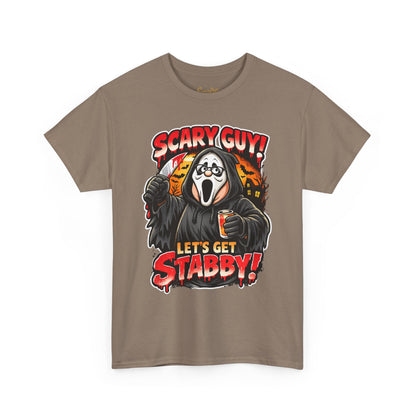 Scary Guy "Let's Get Stabby" Halloween Tee — Scream Mask Horror Movie T-Shirt