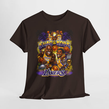 Kobe & Shaq Lakers Tee, Unisex Heavy Cotton T-Shirt, Basketball Fan Apparel, Sports Gift, Retro Basketball Graphic