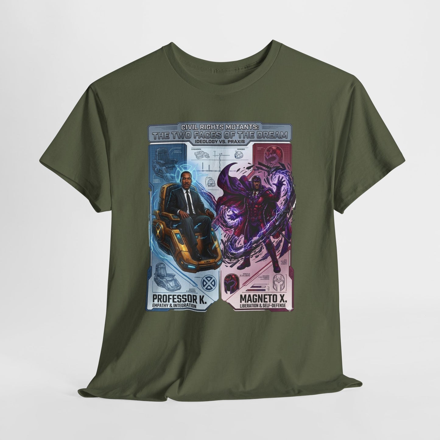 Professor K vs Magneto X Graphic Tee — Retro Card Battle Design