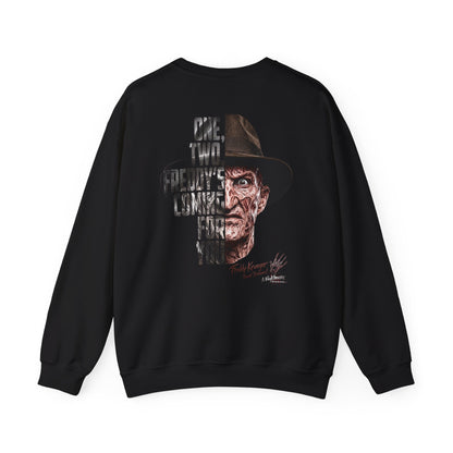 Freddy Krueger Crewneck Sweatshirt – "One, Two... Freddy's Coming For You" Horror Pullover