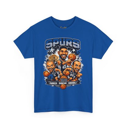 Spurs Legends T-Shirt — Parker, Duncan & Ginobili Cartoon Basketball Tee