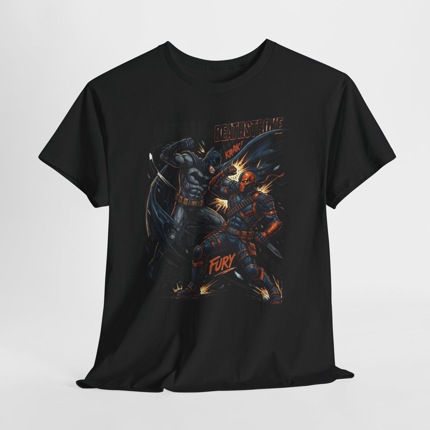 Batman vs Deathstroke Graphic Tee — Vintage Comic Fight Design