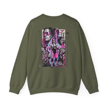 Retro Wrestling Crewneck Sweatshirt – 'The Hitman' Neon Bret Hart Graphic