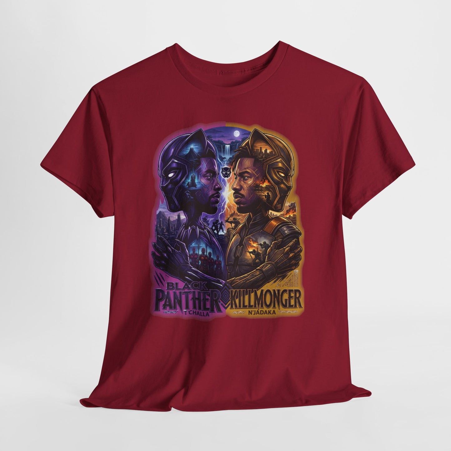 Black Panther vs Killmonger Graphic Tee — Retro Superhero Movie Poster T-Shirt