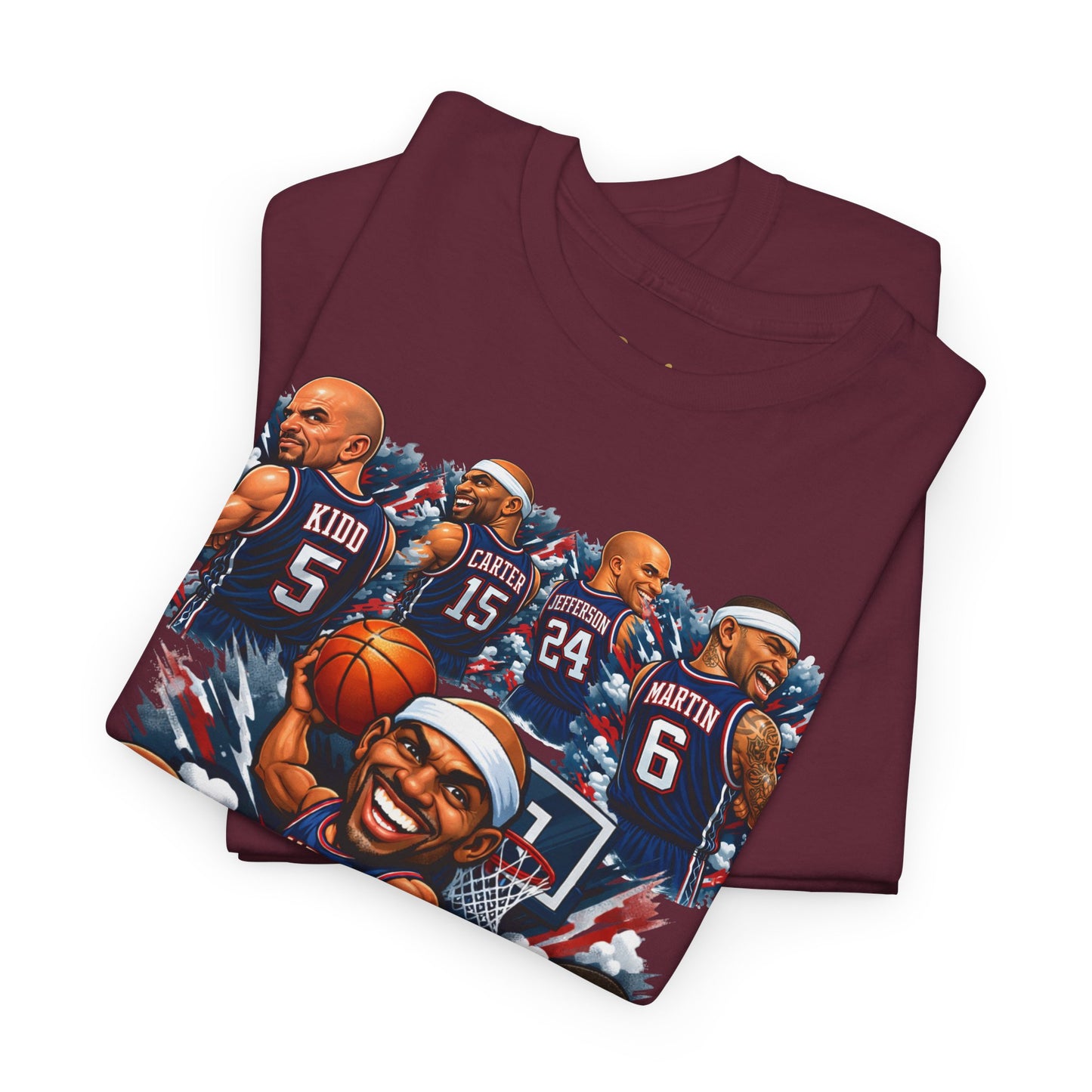 New Jersey Nets Vintage Team Collage T-Shirt — Classic NBA Legends Fan Tee
