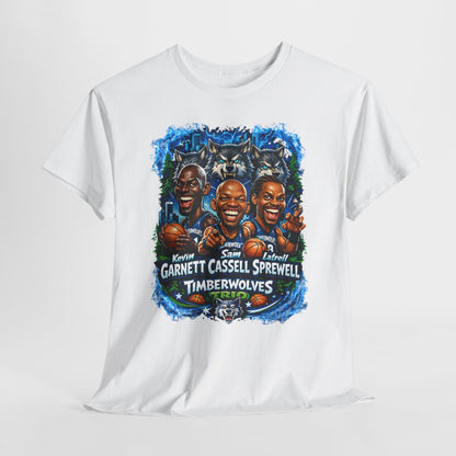 Timberwolves Legends T‑Shirt — Garnett, Cassell & Sprewell Retro Basketball Tee