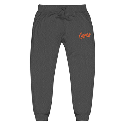 Empire Signature Embroidered Sweatpants — Minimal Fleece with Orange 'Empire' Logo