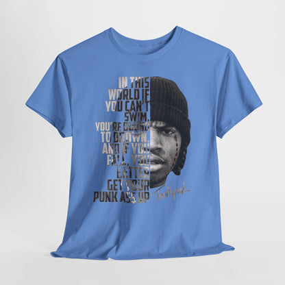 Toothpick Graphic Tee — Bold Half-Face Portrait with Motivational Quote