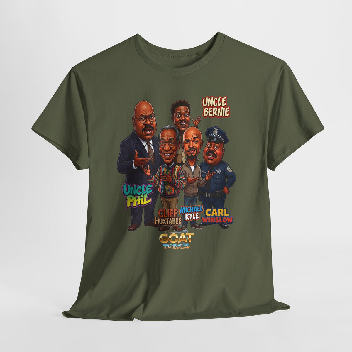 Retro TV Comedy Dads Caricature T‑Shirt — 'GOAT' Character Tee