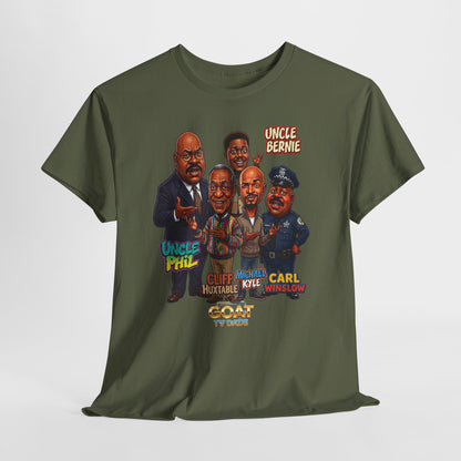 Retro TV Comedy Dads Caricature T‑Shirt — 'GOAT' Character Tee