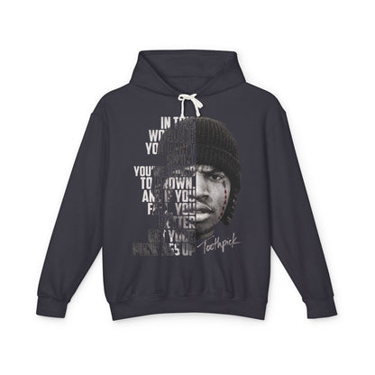 Toothpick Graphic Hoodie — 'In This World If You Can't Swim' Portrait Hoodie
