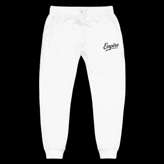 Empire Signature Embroidered Sweatpants — Minimal Fleece with Black 'Empire' Logo