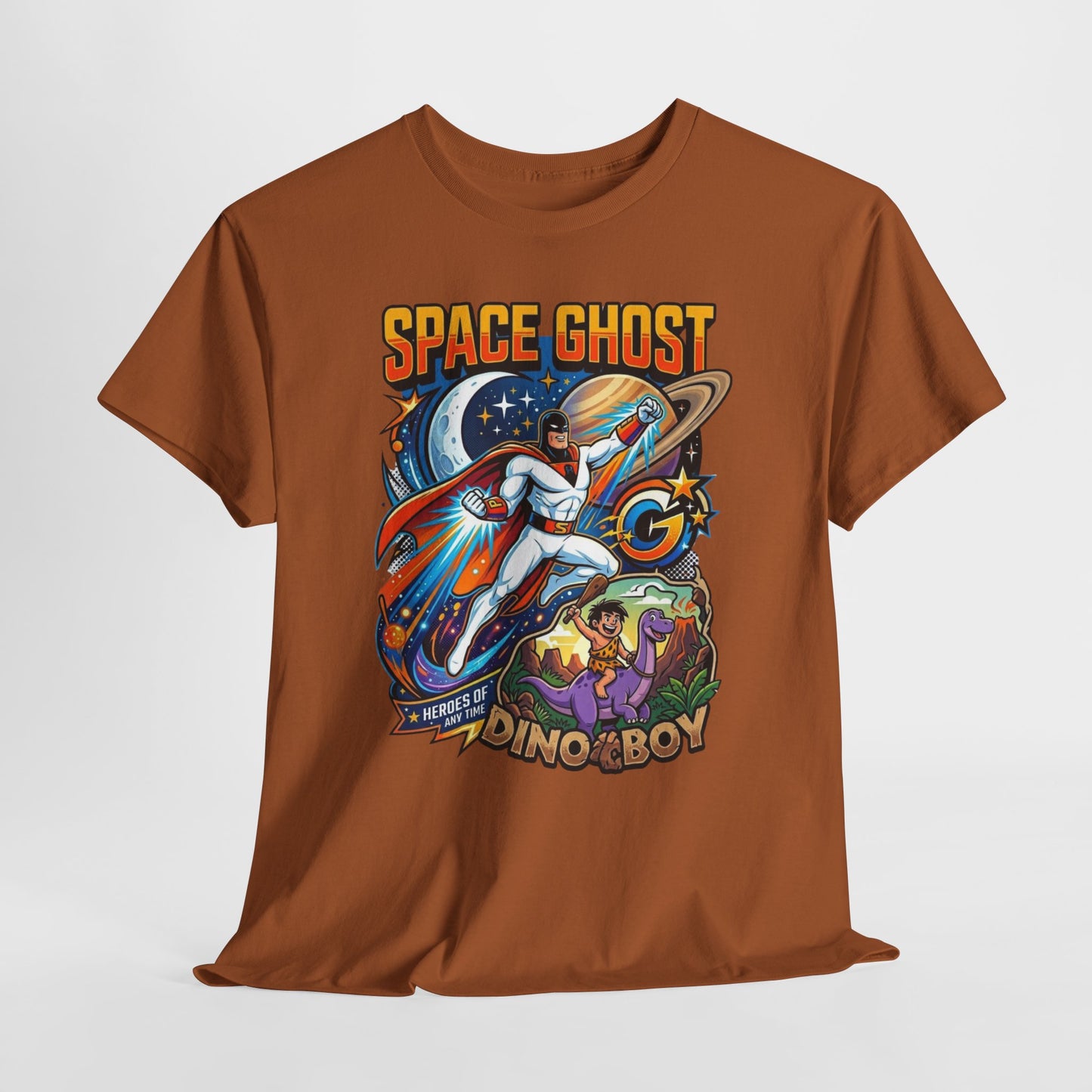 Space Ghost Dino-Boy Tee — Retro Astronaut Dinosaur Graphic T-Shirt