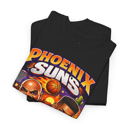 Phoenix Suns Barkley & K.J. Graphic Tee — Retro Basketball Cartoon Shirt