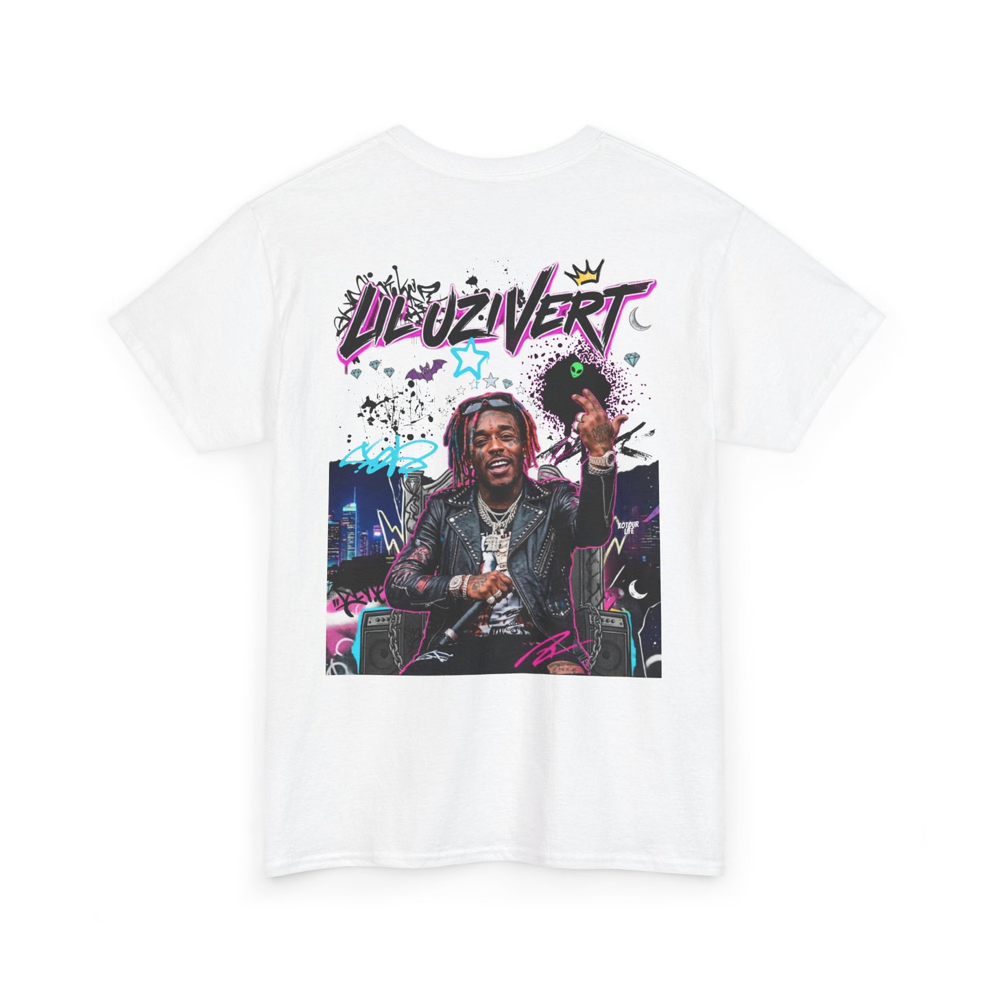 Lil Uzi Graphic Tee — Retro Neon Logo & Photo Back Print