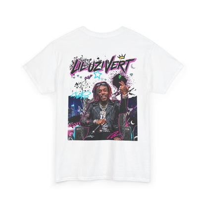 Lil Uzi Graphic Tee — Retro Neon Logo & Photo Back Print